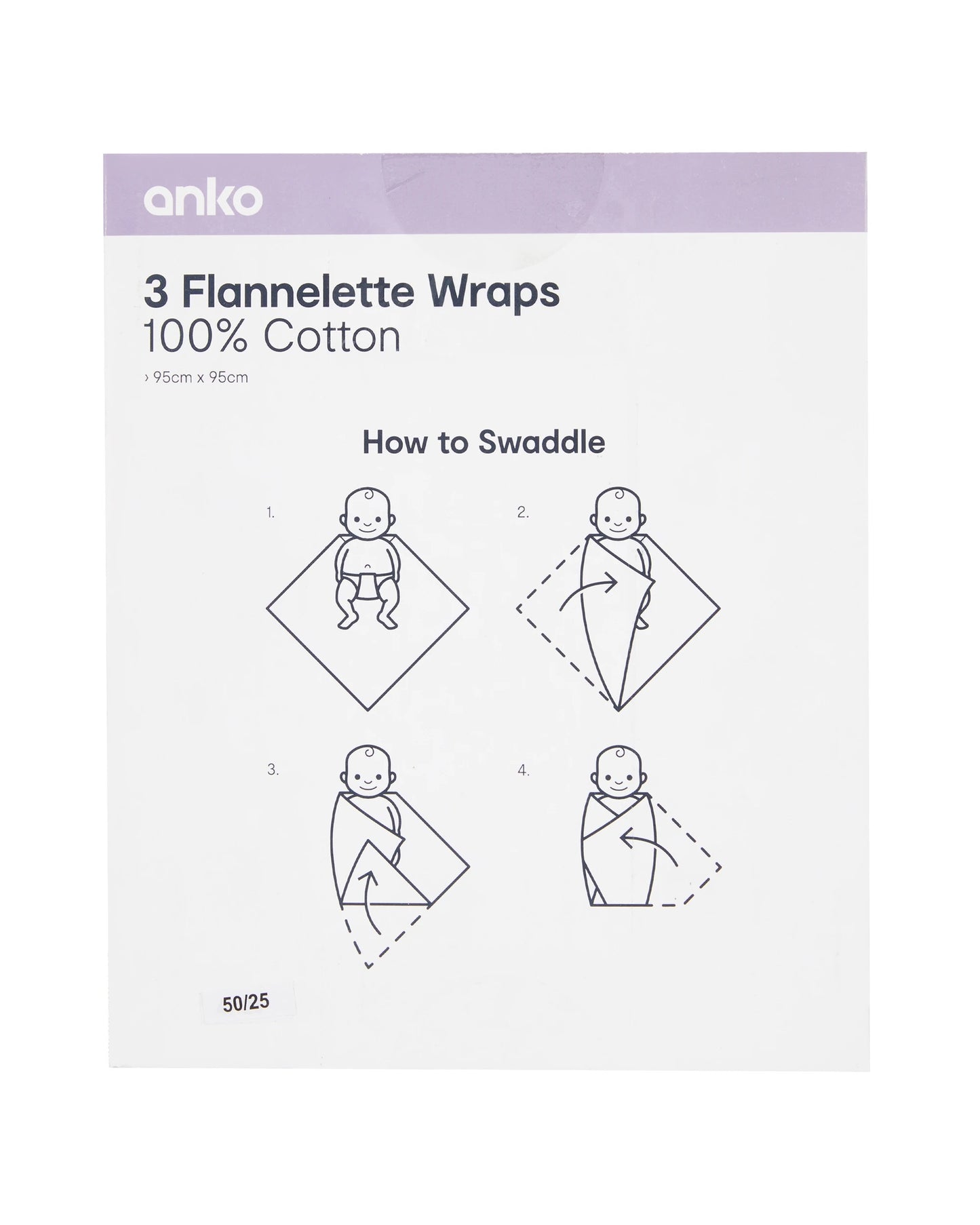 3 Pack Cotton Flannelette Wraps