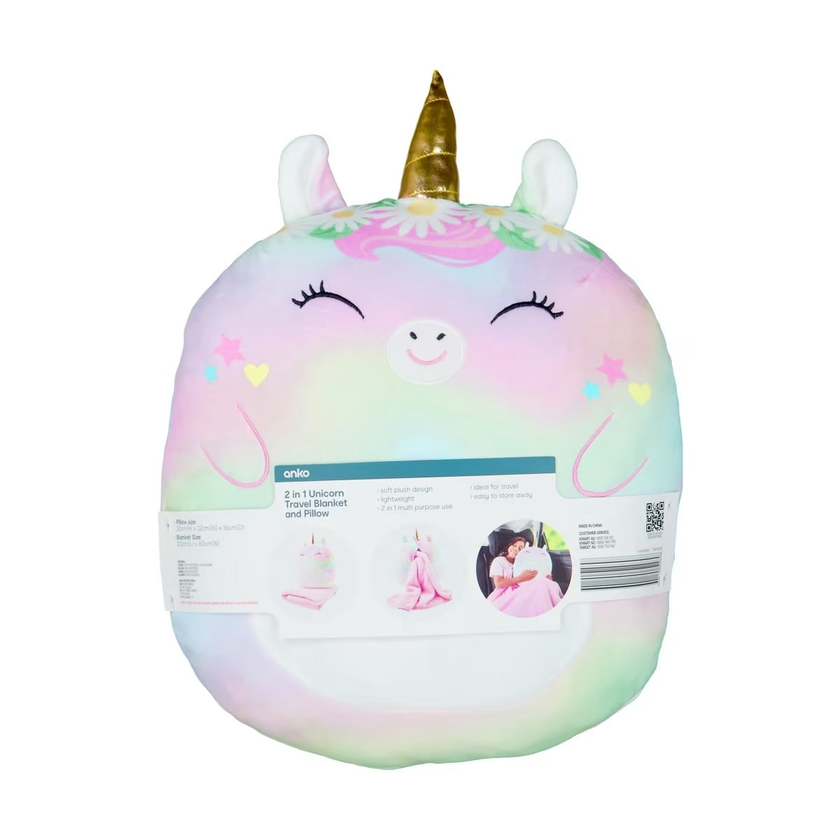 2-in-1 Unicorn Travel Blanket and Pillow
