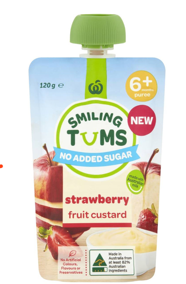 Smiling Tums Strawberry Custard 120g