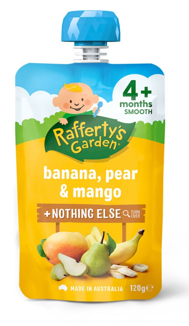 Rafferty's Garden Banana Pear & Mango Baby Food Puree Pouch 4+ Months 120g