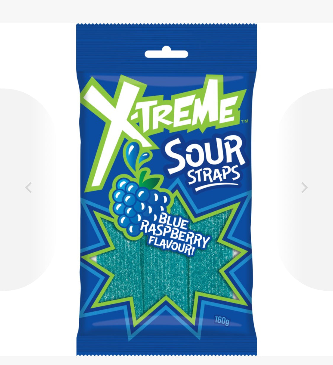X-Treme Sour Straps 160g - Blue Raspberry