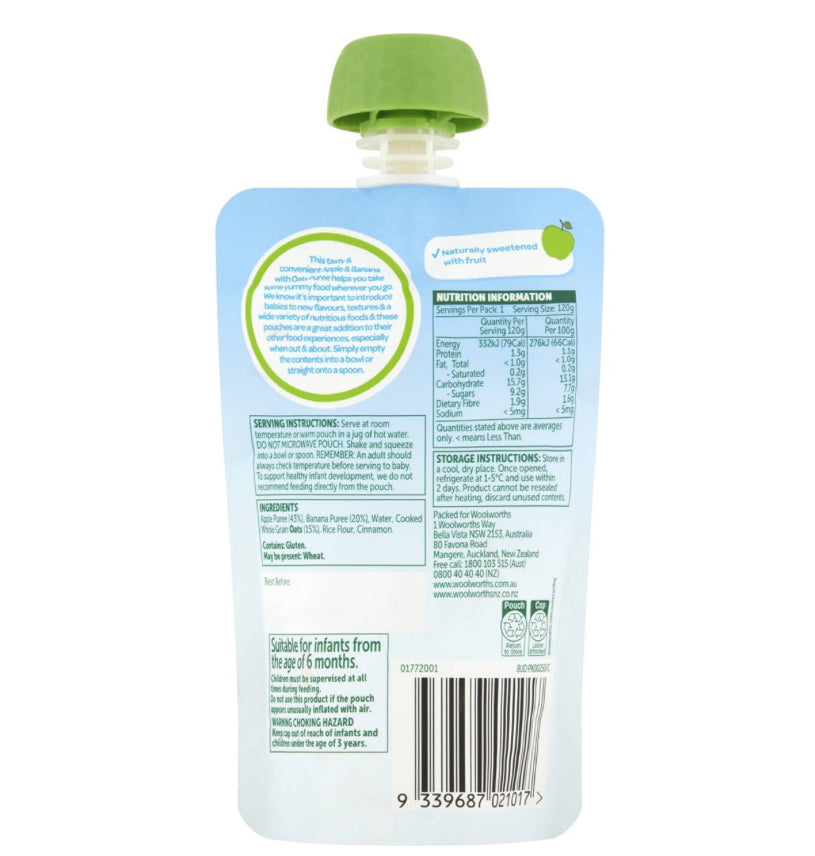 Smiling Tums 6 Months+ Apple & Banana With Oats 120g