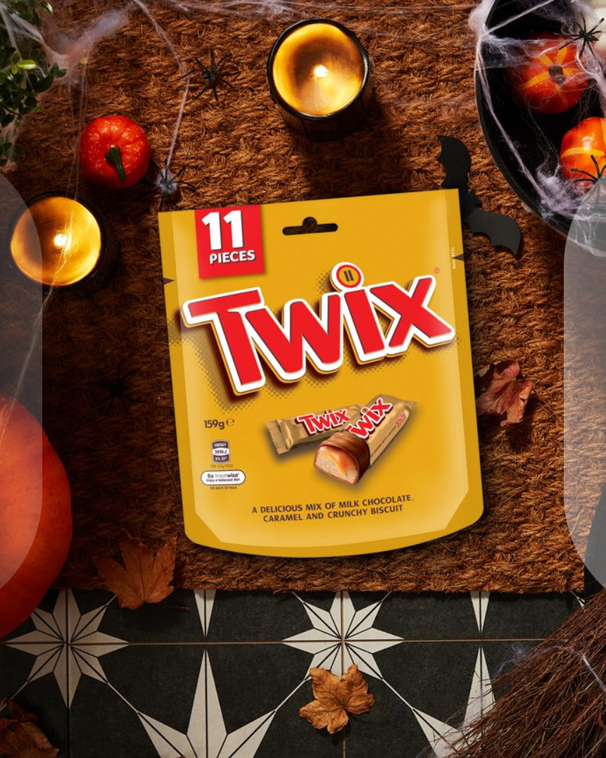 Twix Halloween Chocolate Caramel Biscuit Snack Bag 11 Pieces 159g
