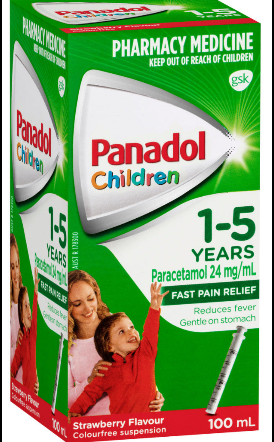 Panadol Children 1-5 Years Suspension Fever & Pain Relief Strawberry Flavour 100ml