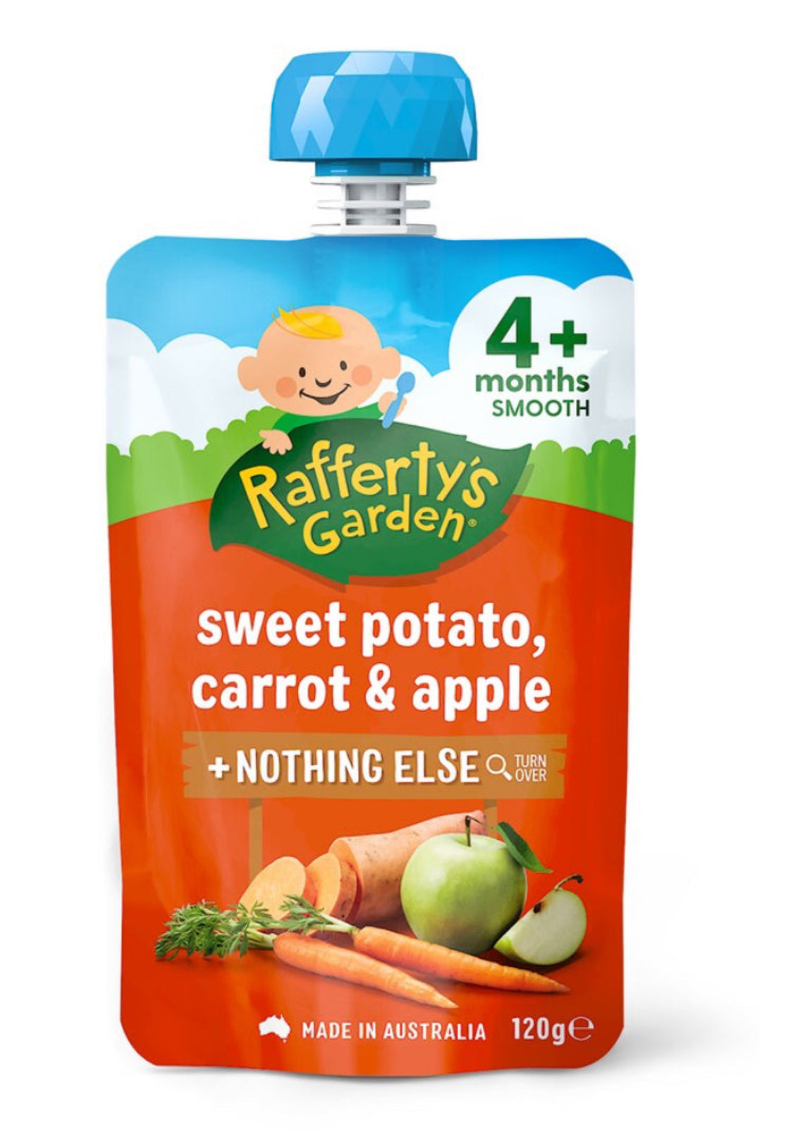 Rafferty's Garden Baby Food Pouch Sweet Potato, Carrot & Apple 4+ Months 120g
