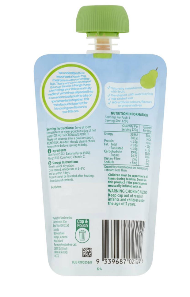 Smiling Tums Pear Banana & Mango 120g