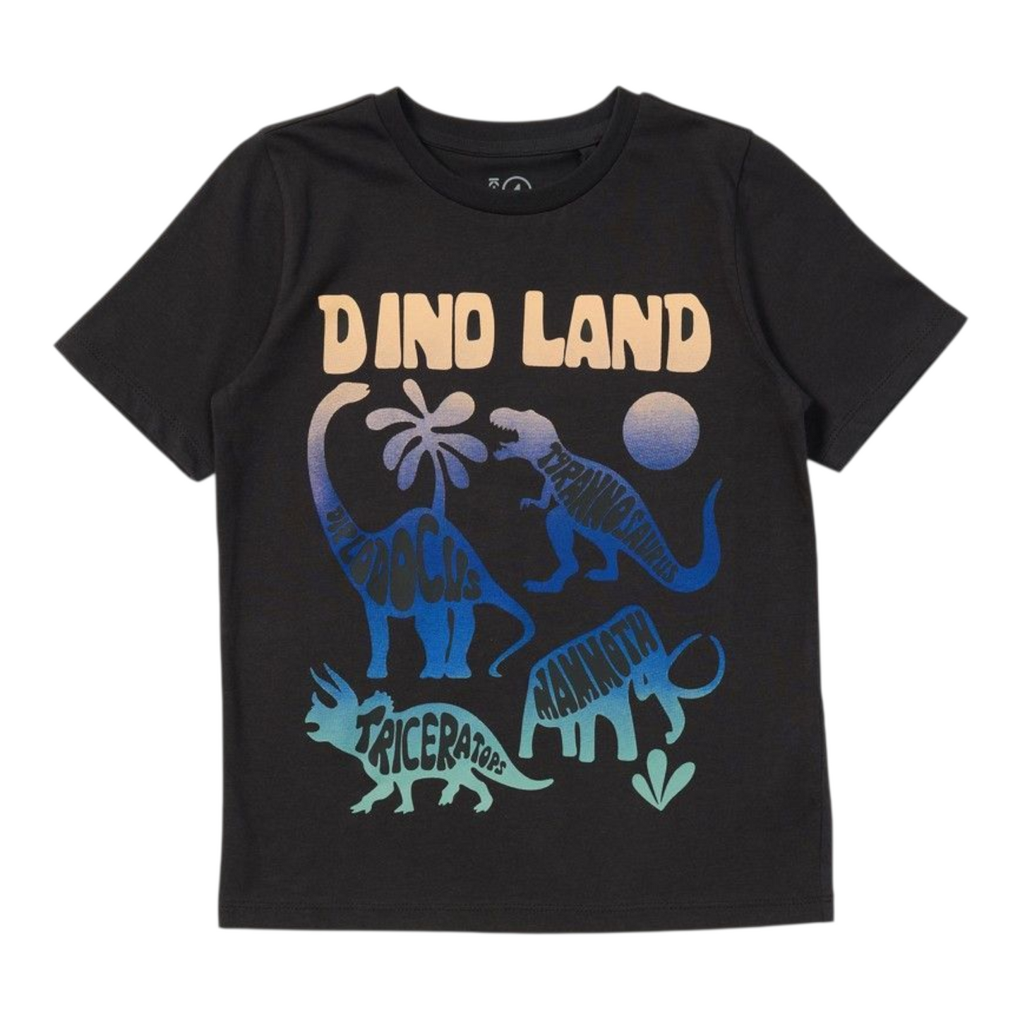 K-D Kids Dino Land Print Tee - Charcoal -(size 1-2Y)