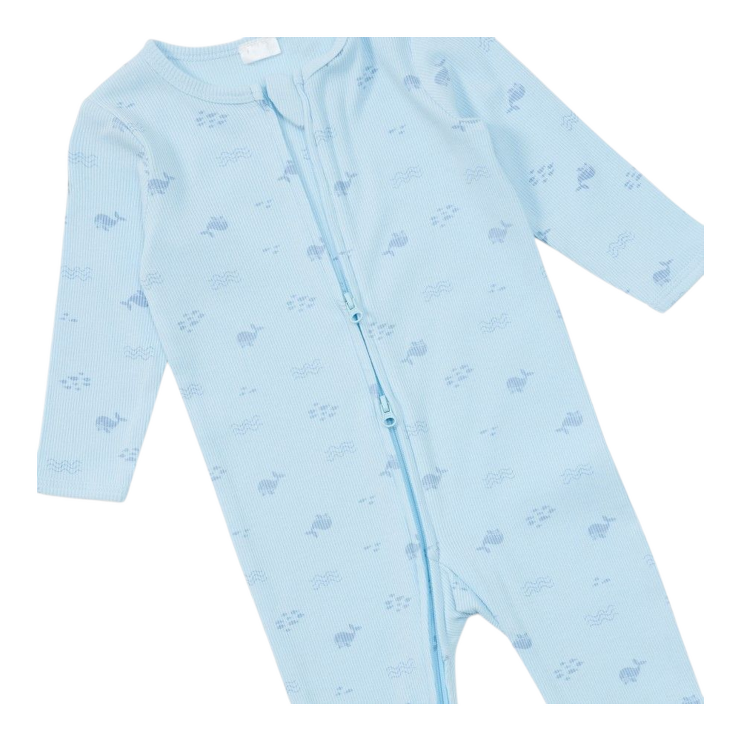 Dymples Baby Organic Whale Print Rib Coverall -(size NB)