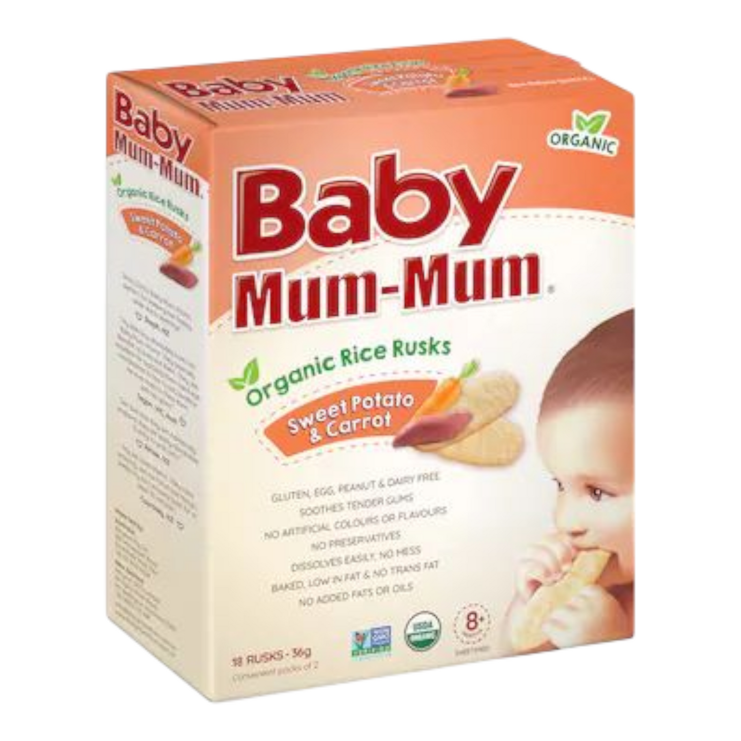 Baby Mum-Mum Organic Rice Rusk Sweet Potato & Carrot 36g x 18 pack