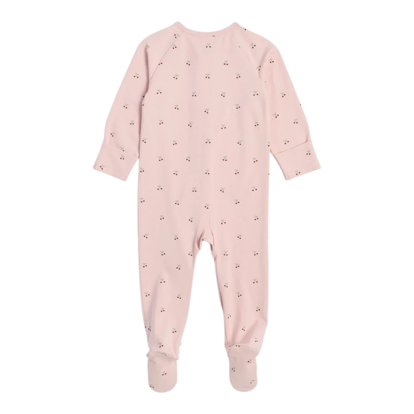 Baby Organic Cotton Print Zip Coverall - Cherries -(size 3-6M)