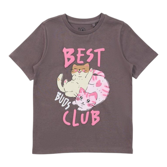 K-D Kids Best Buds Print Tee - Brown -(size 2-3Y)