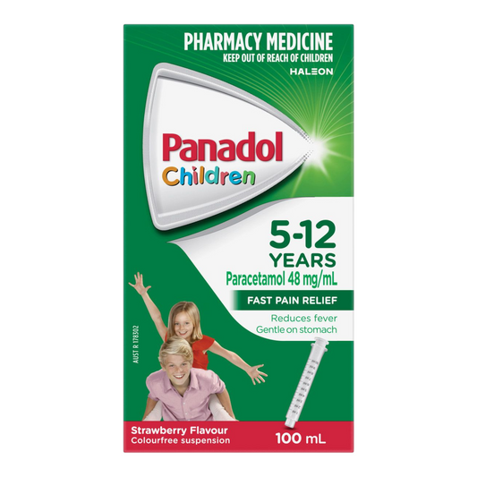 Panadol Children 5-12 Years Suspension Fever & Pain Relief Strawberry Flavour 100ml