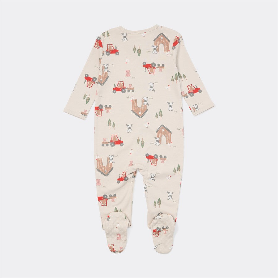 Dymples Baby Organic Cotton Farm Print Zip Coverall - Multi -(size 3-6M)