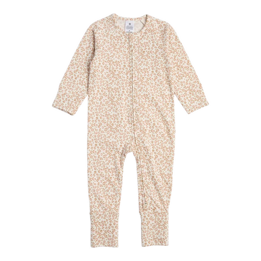 Baby Organic Cotton Footless Coverall - Animal Print -(size 0-3M)
