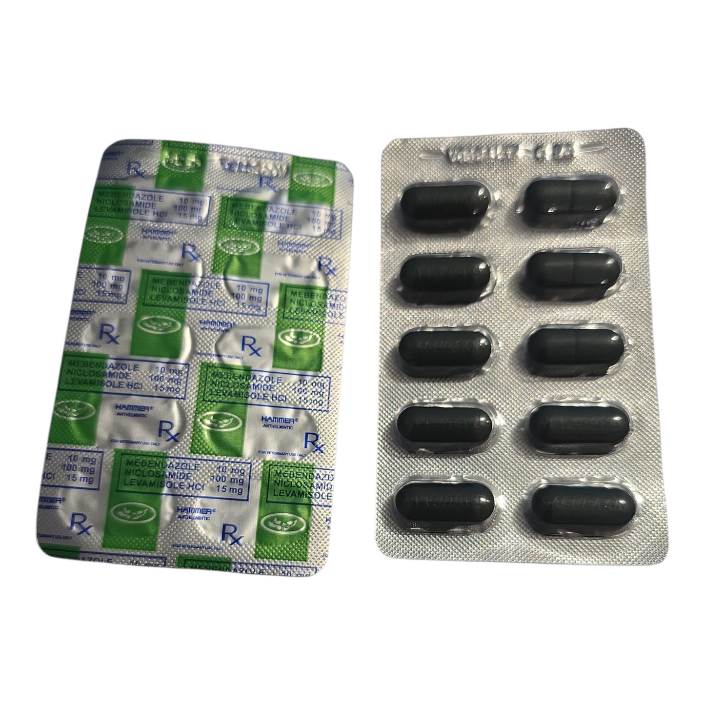 Hammer Anastetic RX sheet Mebendazole 10mg
Niclosamide 100mg
Levamisole hci 15g