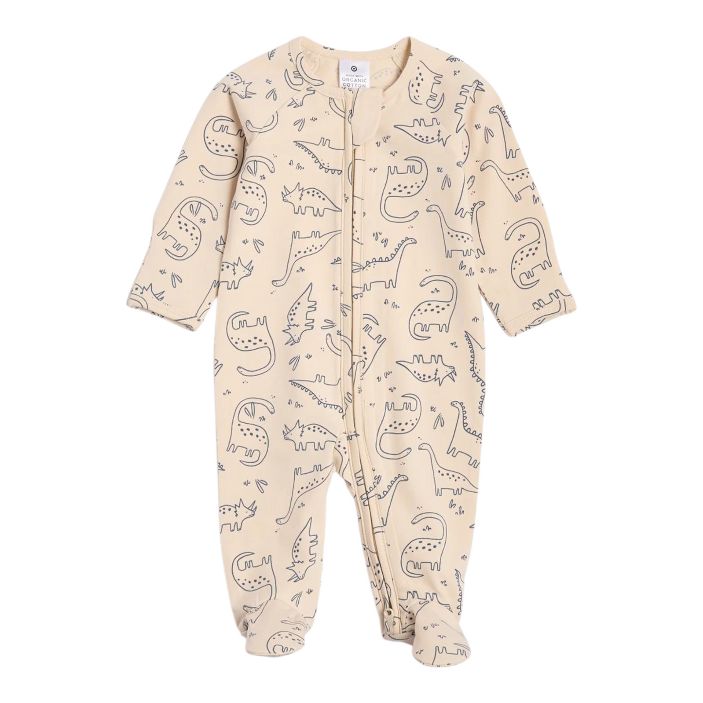 Baby Organic Cotton Print Zip Coverall - NeutSand