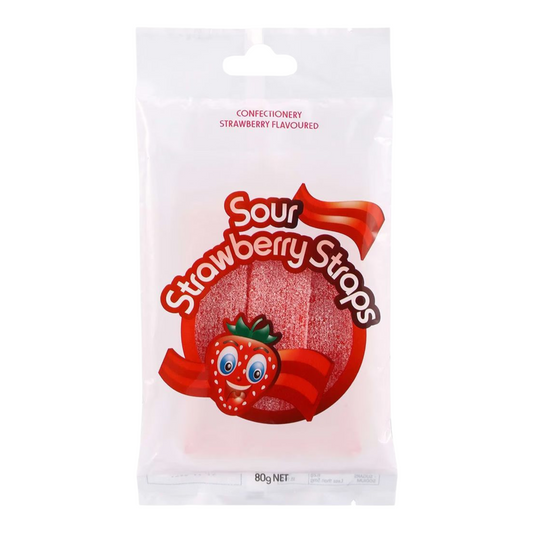 Sour Strawberry Straps 80g