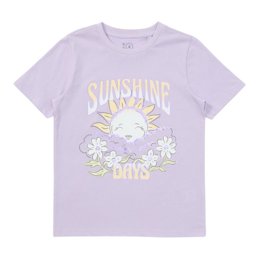K-D Kids Short Sleeve Sunshine Days Foil Print Tee - Lilac -(size 2-3Y)