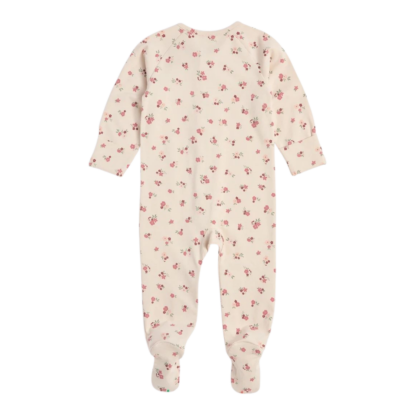 Baby Organic Cotton Print Zip Coverall - Floral size -(size 0-3M)