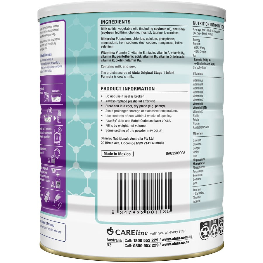 Alula Original Newborn 0-6 months Infant Formula 900g