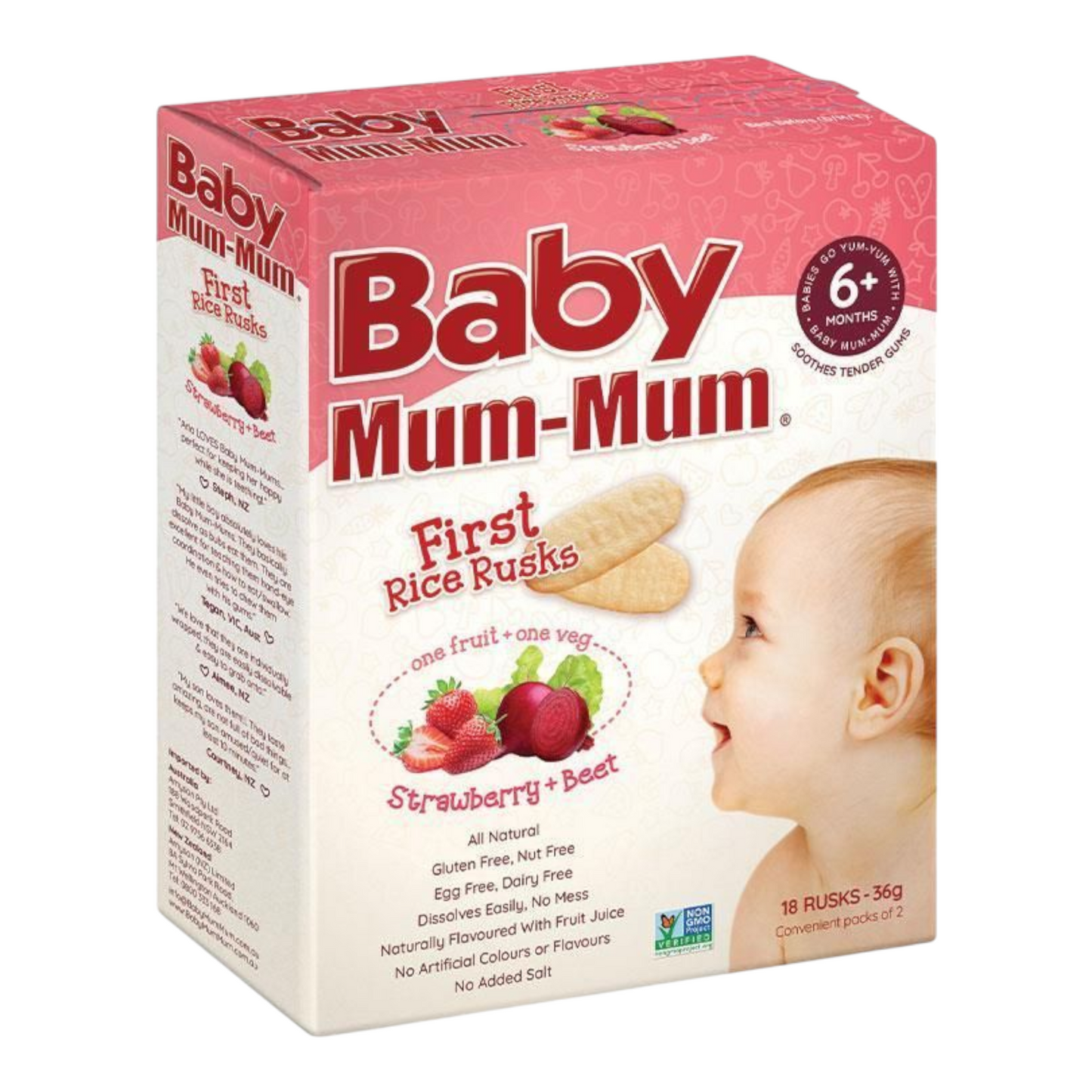Baby Mum-mum Strawberry & Beetroot Rusks 18 Pack