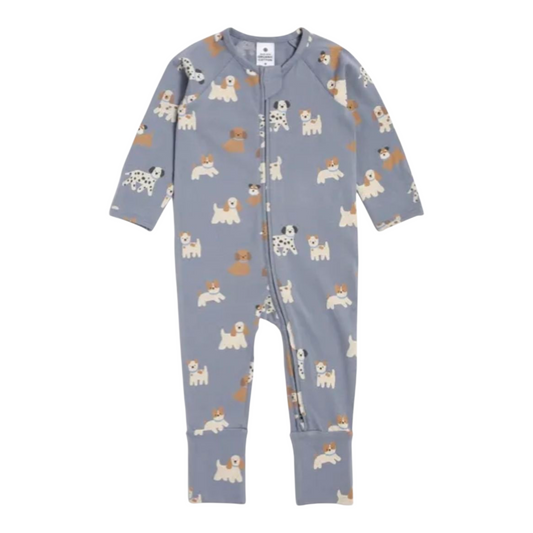 Baby Organic Cotton Footless Coverall - Puppies -(size 0-3M)