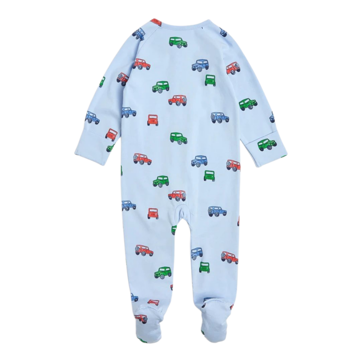 Baby Organic Cotton Print Zip Coverall -(size 0-3M)