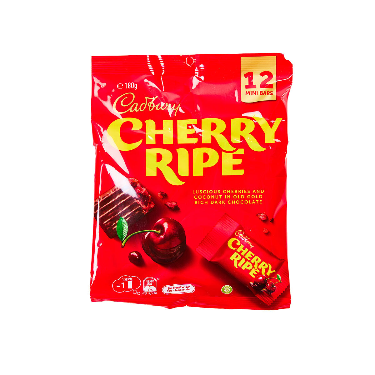 Cadbury Cherry Ripe Chocolate Sharepack 12 Pieces 180g