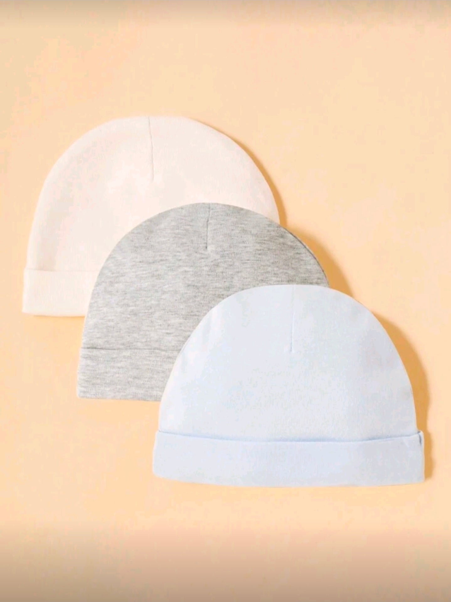 3pcs Infant Solid Daily Simple Basic Hat Set