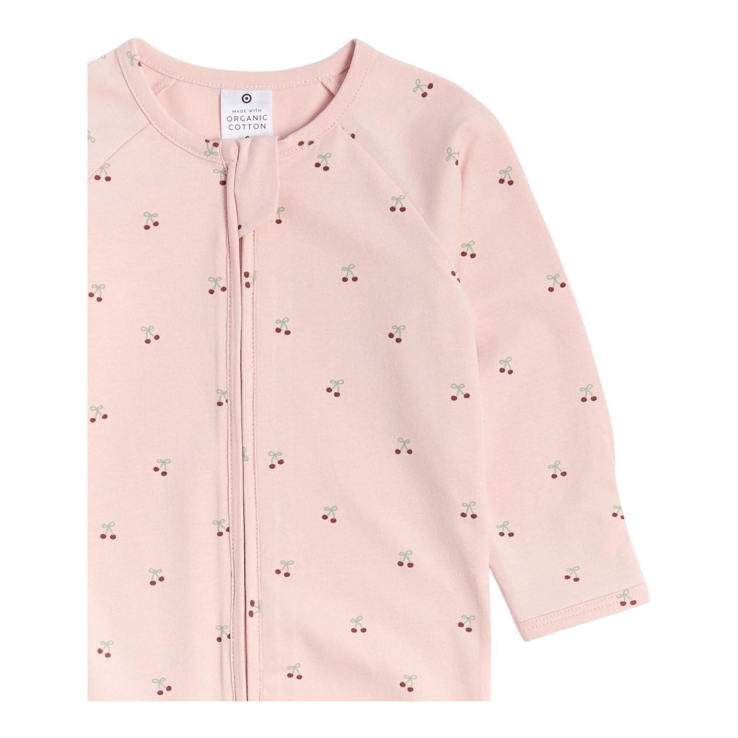 Baby Organic Cotton Print Zip Coverall - Cherries -(size 3-6M)