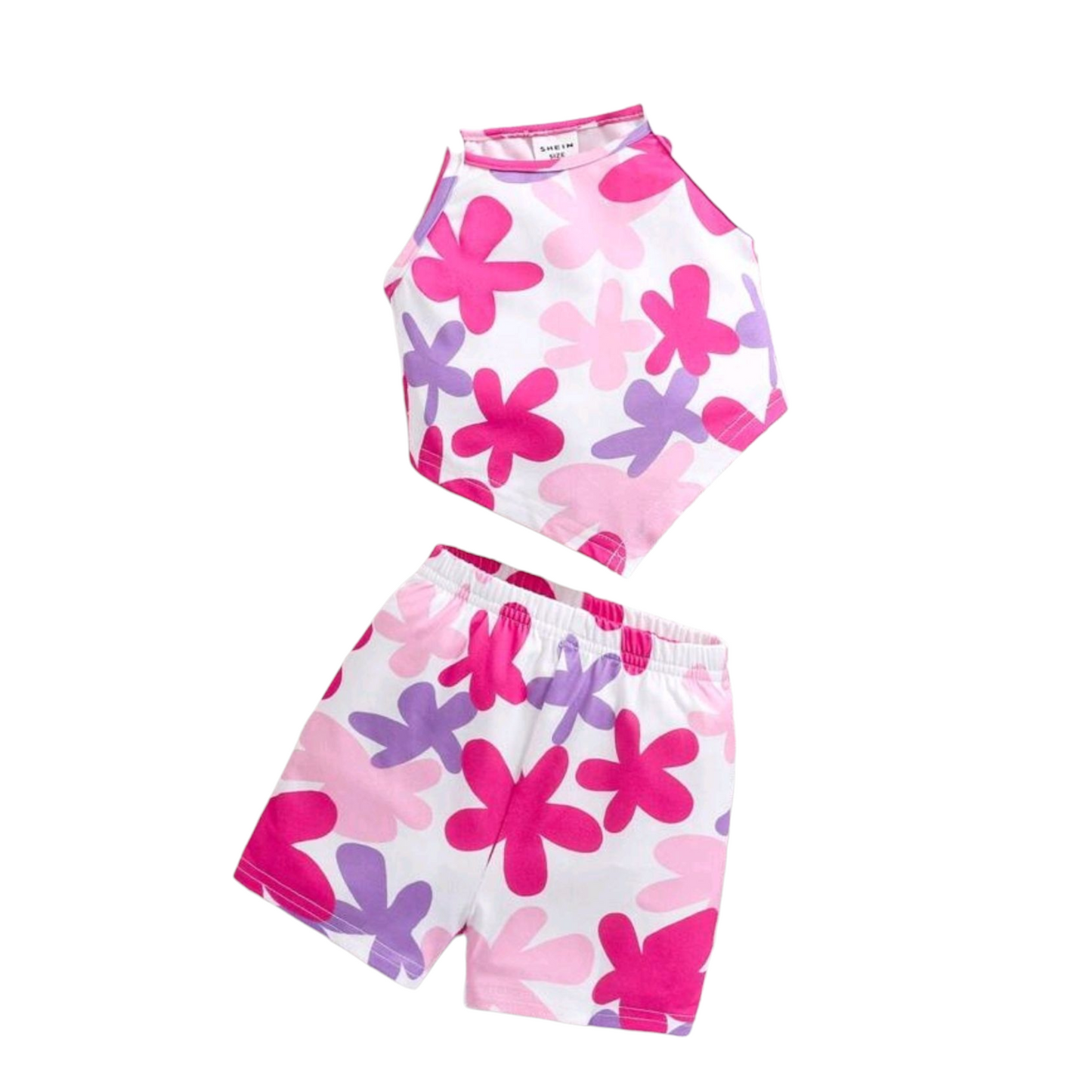SHEIN Baby Girl Summer Floral Knit Tank Top And Shorts Set -(size 9-12M)