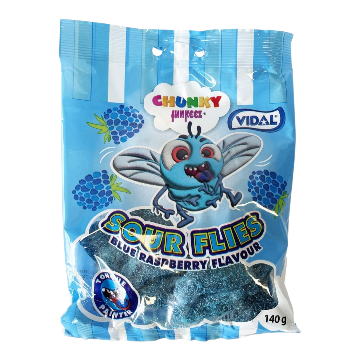 Vidal - Chunky Funkeez - Sour Flies - Blue Raspberry (140g bag)