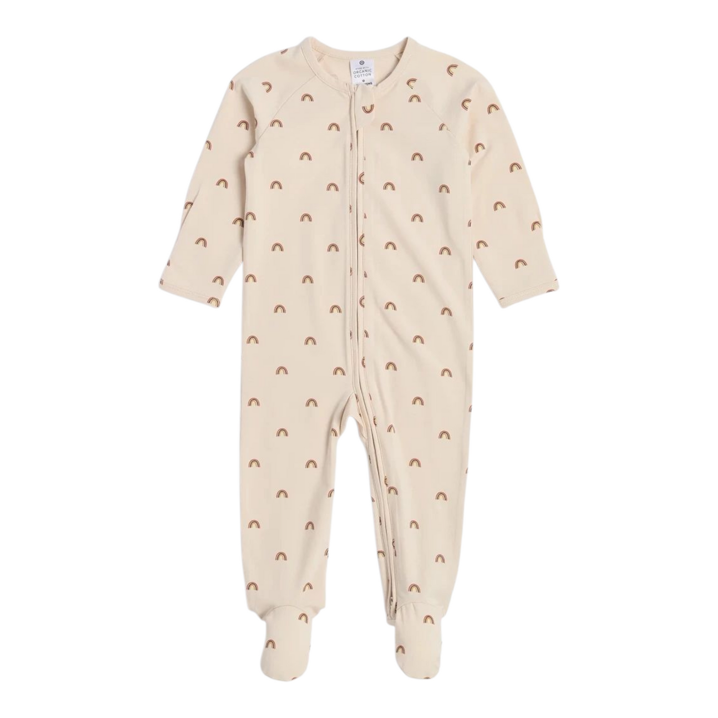 Baby Organic Cotton Print Zip Coverall - Rainbow -(size 0-3M)