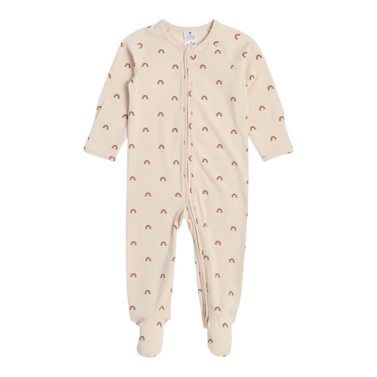 Baby Organic Cotton Print Zip Coverall - Rainbow -(size 0-3M)