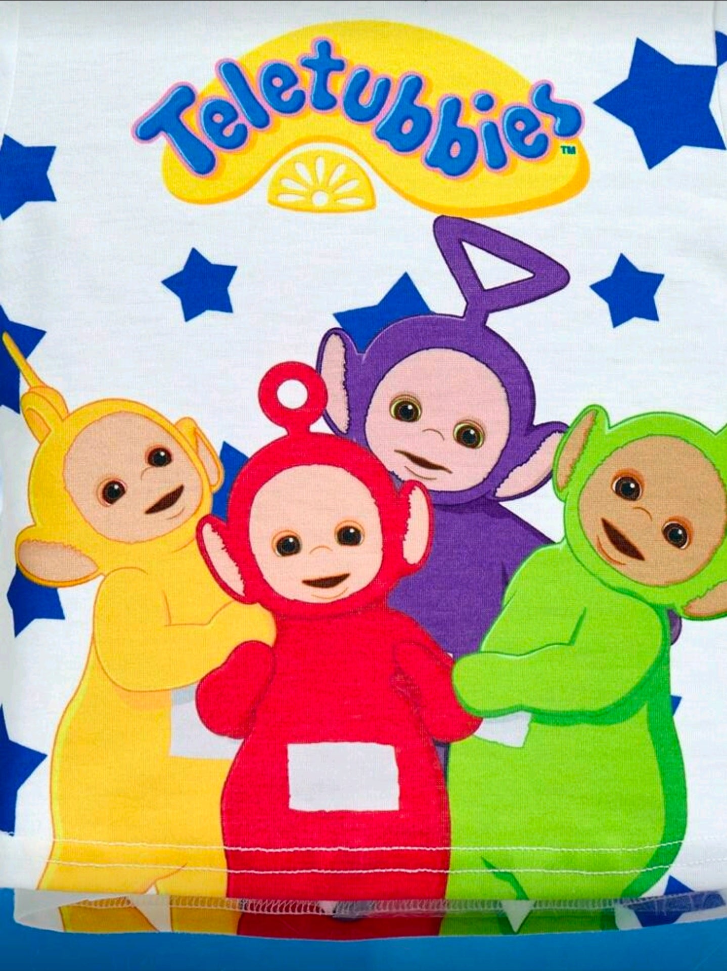 Teletubbies X SHEIN 2pcs Baby Boy Cartoon & Star Print Contrast Color Short Sleeve T-Shirt & Shorts Summer Outfits