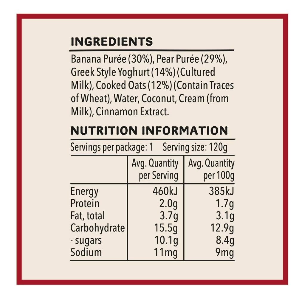 Heinz Smoothie Banana, Pear, Oat, Greek Yoghurt Baby Food 8+ M 120g