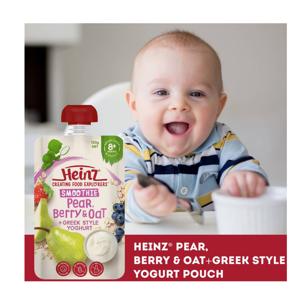 Heinz Smoothie Pear, Berry, Oat, Greek Yoghurt Baby Food 8+ M 120g