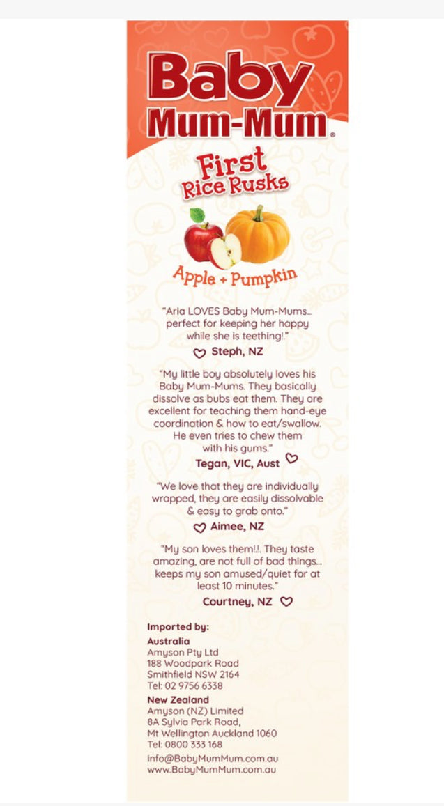 Baby Mum-Mum First Rice Rusks Apple & Pumpkin 36G