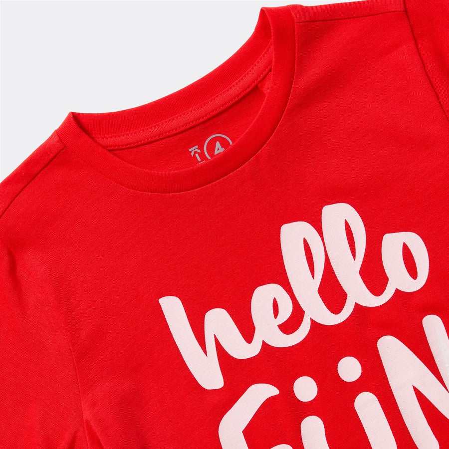 K-D Kids Hello Fun Print Tee - Red -(size 2-3Y