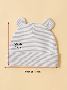 momscare 3pcs Grey Star & Moon Pattern Hats, Soft & Comfortable Bear Ear Caps Suitable For Newborns And Infants