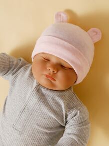 momscare 3pcs Cute Pink Rose Pattern Hats, Soft & Comfortable Bear Ear Caps, Suitable For Newborns And Infants - Adorable Baby Hats, Also Make Great Fontanel Gifts For Baby Girls