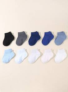 10 Pairs Soft Solid Color Baby Socks, Toddler Boys Socks, Classic Colors, Breathable & Comfortable, Suitable For 0-36 Months Babies Daily Wear, All Seasons, Baby Socks, Toddler Socks, Infant Socks, Short Socks, Solid Color Socks, Newborn Gift, Christmas Gift, Newborn Essential