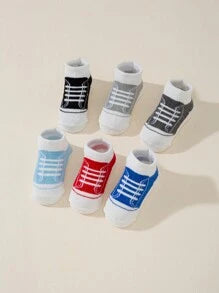 6 Pairs Baby Spring/Summer Sports Shoes Laces Socks, Soft/Breathable/Comfortable, Suitable For Daily Casual Wear, Independent Day Elements