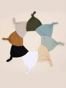 8pcs Newborn Baby Solid Color Hat Set, Suitable For 0-6 Months, Soft And Comfortable Unisex Caps Without Brim