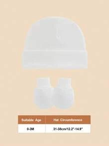 4pcs/Set Pink Newborn Hospital Hat, Baby Hat And Anti-Scratch Mittens Set, Suitable For 0-3 Months Baby Girls, Essential Infant Hat, Knit Cap And Gloves, Casual Daily Wear