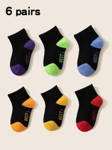 12 Pairs Kids Socks, Spring & Summer Colorful Letter Print Breathable Sports Socks For School Boys & Girls, Autumn Thin Casual Crew Socks For Toddlers, Children, Students