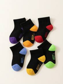 12 Pairs Kids Socks, Spring & Summer Colorful Letter Print Breathable Sports Socks For School Boys & Girls, Autumn Thin Casual Crew Socks For Toddlers, Children, Students