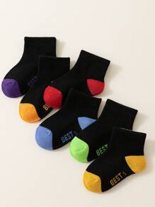 12 Pairs Kids Socks, Spring & Summer Colorful Letter Print Breathable Sports Socks For School Boys & Girls, Autumn Thin Casual Crew Socks For Toddlers, Children, Students