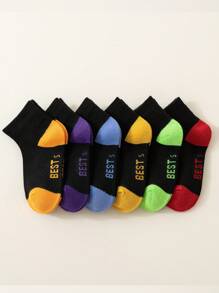 12 Pairs Kids Socks, Spring & Summer Colorful Letter Print Breathable Sports Socks For School Boys & Girls, Autumn Thin Casual Crew Socks For Toddlers, Children, Students