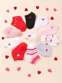 10 Pairs Of Baby Girl Boat Socks Toddler Love Low Cut Nude Socks